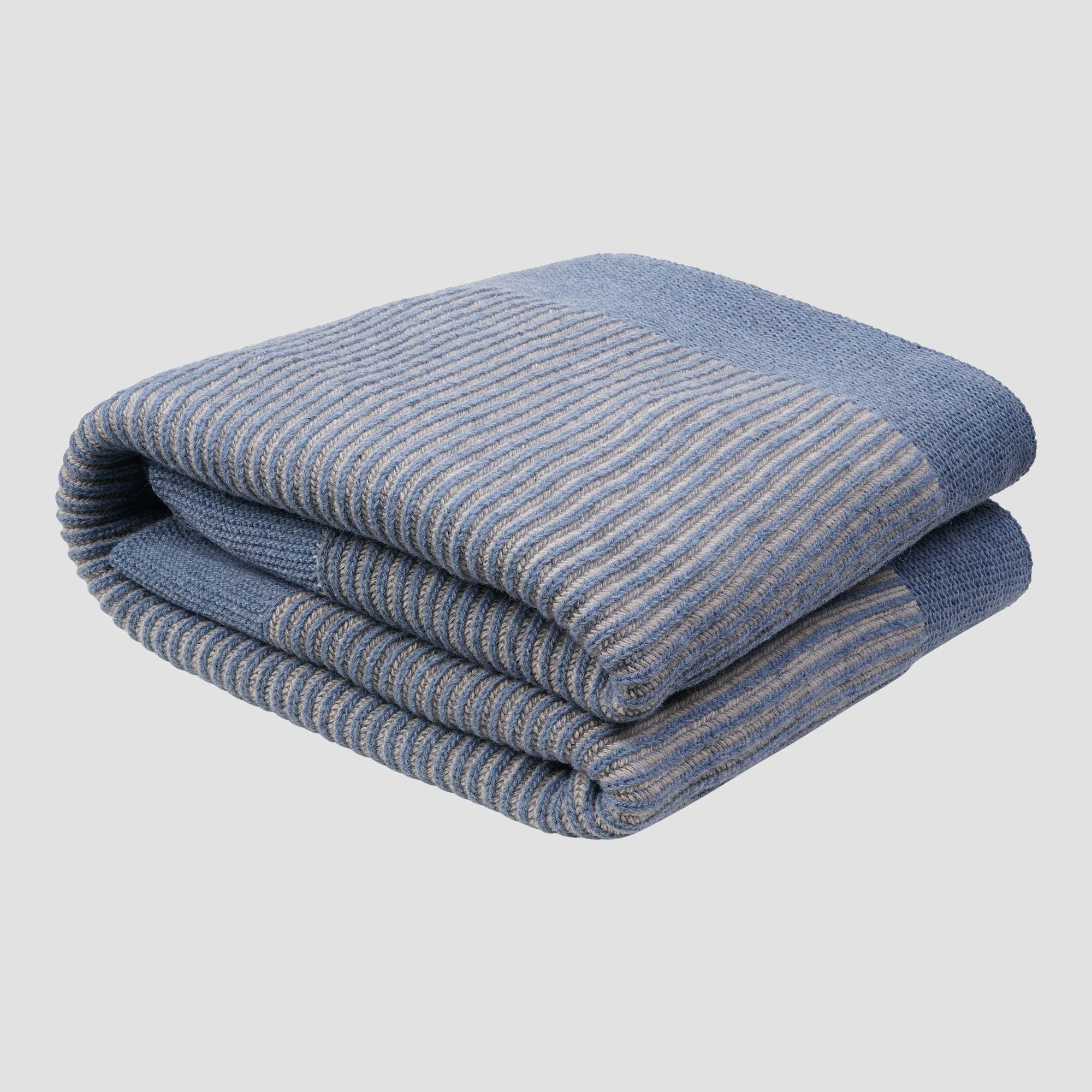 Stone Blue Striped Knitted Throw