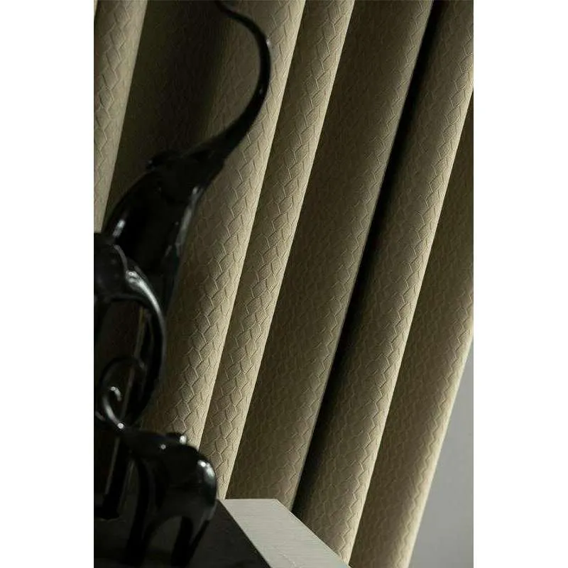 Taylor H. Luxury Jacquard Velvet Woven Design Curtains - Beige