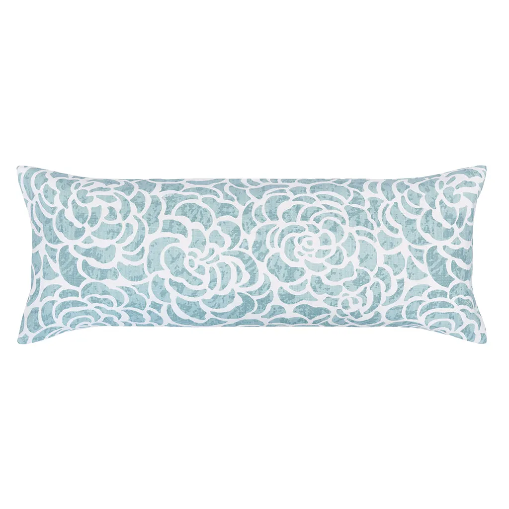 The Seafoam Peony Extra Long Lumbar Throw Pillow