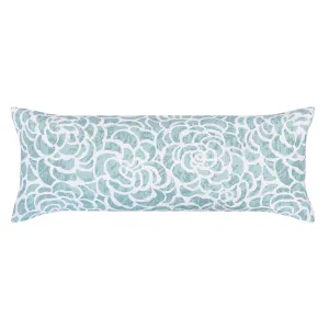 The Seafoam Peony Extra Long Lumbar Throw Pillow