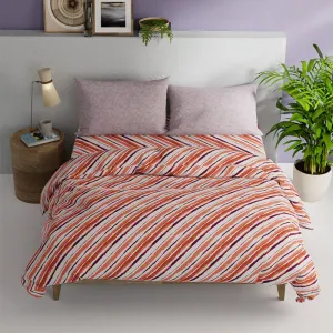 Theo Striped Bedding Set - Coral