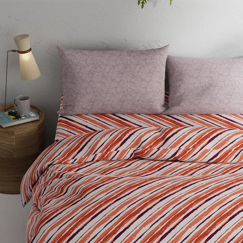 Theo Striped Bedding Set - Coral