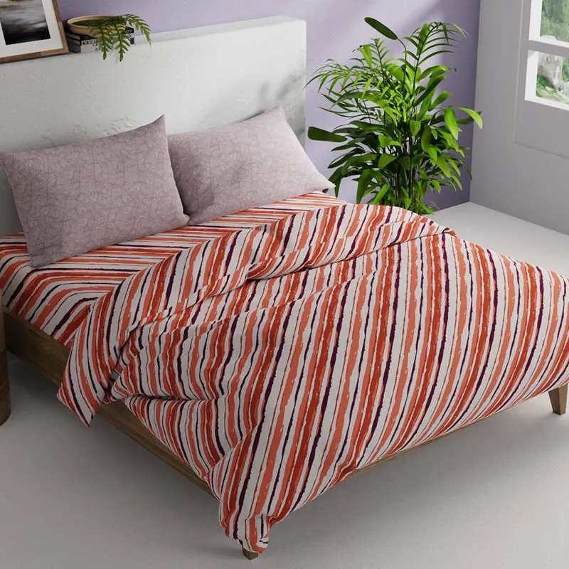 Theo Striped Bedding Set - Coral