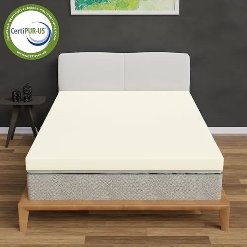 Treaton, 3-Inch High Density Medium Firm Foam Mattress Topper, CertiPUR-US Certified for Superior Comfort and Support, Twin, White