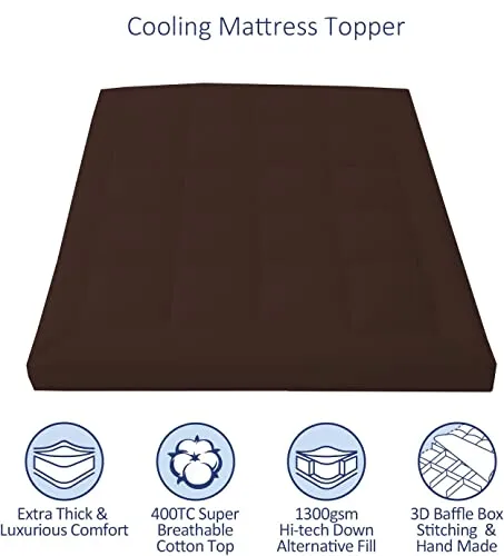 Tundwal's 800 GSM Super Soft Microfiber Mattress Topper/Padding for Soft and Comfortable Sleep -Brown-(Queen Size, 60"x78"inch, 5ft x 6.5ft)