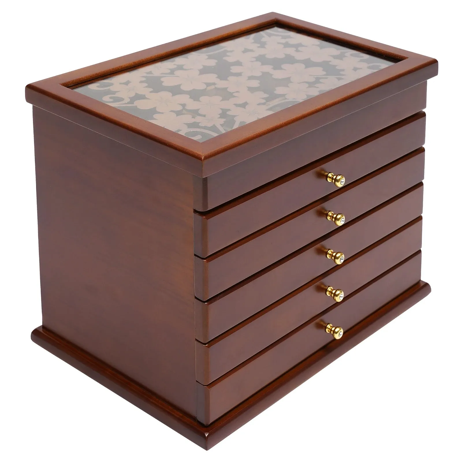 Wooden Jewelry Box, 6-Drawer Organizer for Rings, Necklaces, and Accessories