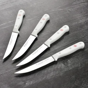 Wusthof Gourmet 4 Piece Steak Knife Set with White Handles