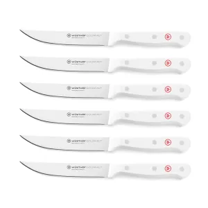 Wusthof Gourmet 6 Piece Steak Knife Set with White Handles