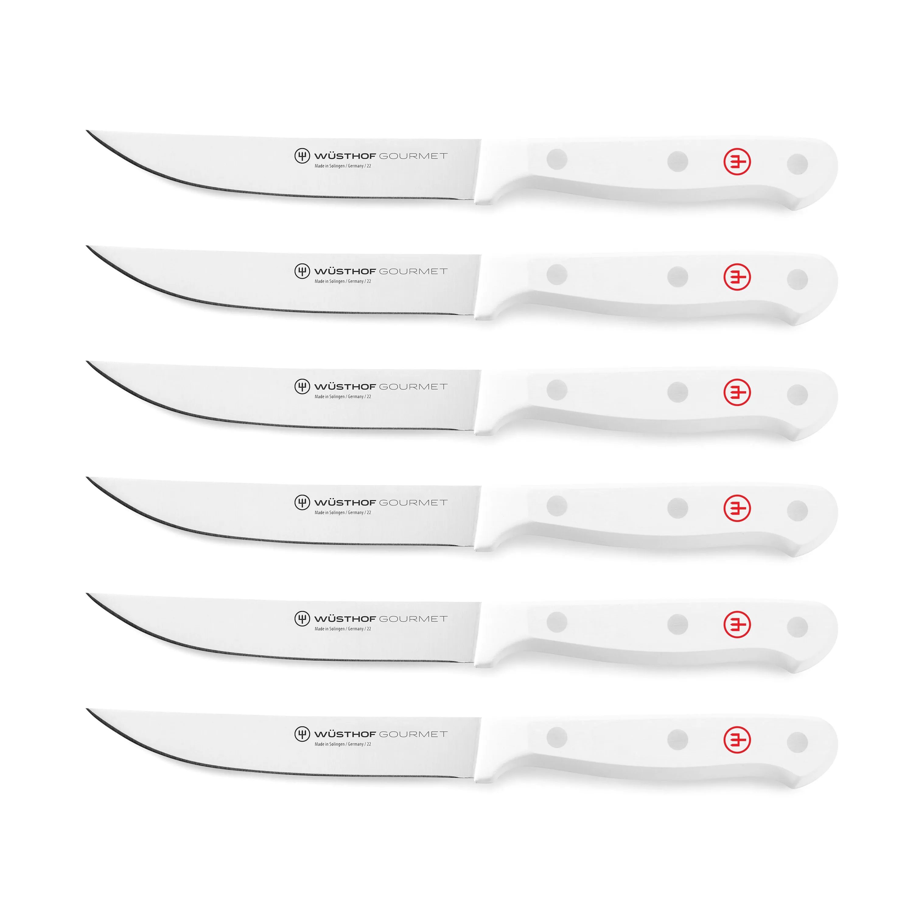 Wusthof Gourmet 6 Piece Steak Knife Set with White Handles